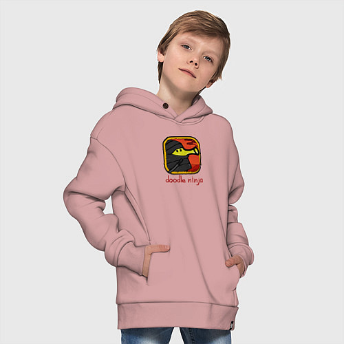 Детское худи оверсайз Doodle ninja / Пыльно-розовый – фото 4