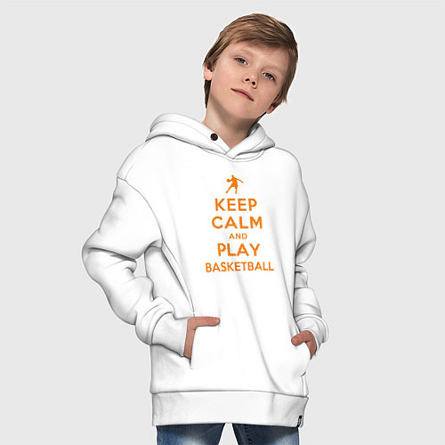 Детское худи оверсайз Keep Calm - Basketball / Белый – фото 4