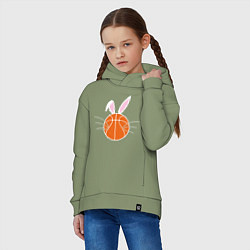 Толстовка оверсайз детская Basketball Bunny, цвет: авокадо — фото 2