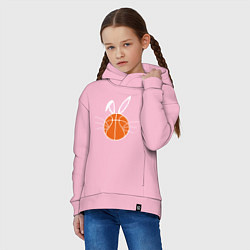 Толстовка оверсайз детская Basketball Bunny, цвет: светло-розовый — фото 2