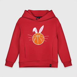 Толстовка оверсайз детская Basketball Bunny, цвет: красный