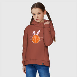 Толстовка оверсайз детская Basketball Bunny, цвет: кирпичный — фото 2