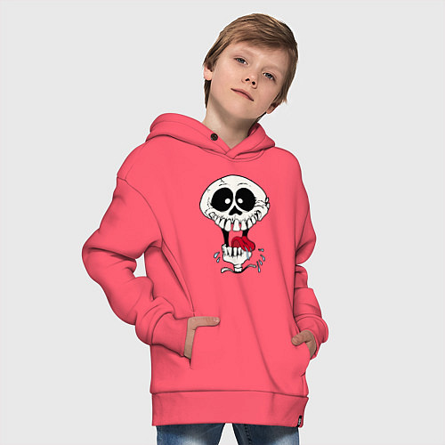 Детское худи оверсайз Smile Hype Skull / Коралловый – фото 4