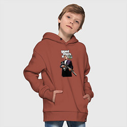 Толстовка оверсайз детская GTA 5 Mafia, цвет: кирпичный — фото 2