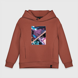 Толстовка оверсайз детская Джотаро Куджо из ДжоДжо, цвет: кирпичный