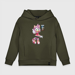 Толстовка оверсайз детская Sonic Amy Rose Video game, цвет: хаки