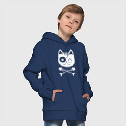 Толстовка оверсайз детская Голова кота Skull Hype, цвет: тёмно-синий — фото 2