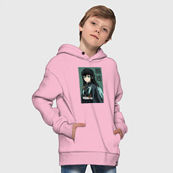 Толстовка оверсайз детская Хашира Тумана Токито, цвет: светло-розовый — фото 2