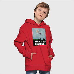 Толстовка оверсайз детская Neco Arc want to believe, цвет: красный — фото 2