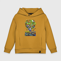 Толстовка оверсайз детская Crazy Dave plants, цвет: горчичный