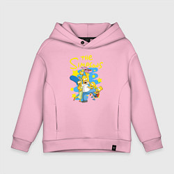 Толстовка оверсайз детская The SimpsonsСемейка Симпсонов, цвет: светло-розовый