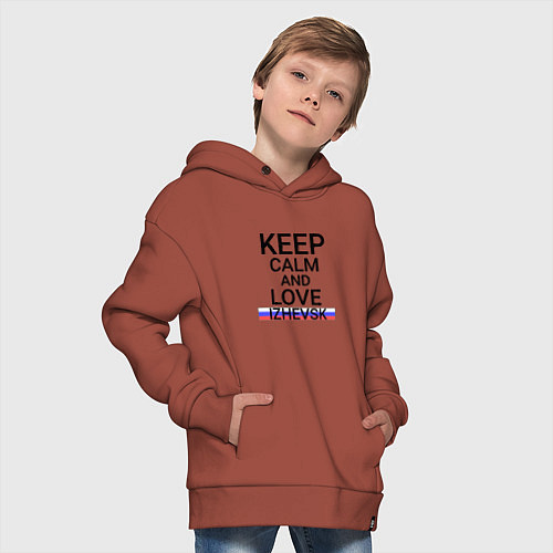 Детское худи оверсайз Keep calm Izhevsk Ижевск / Кирпичный – фото 4