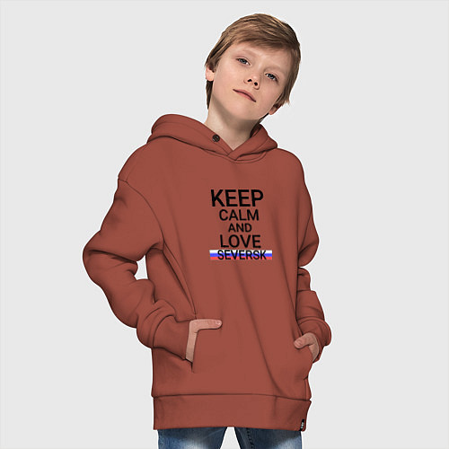 Детское худи оверсайз Keep calm Seversk Северск / Кирпичный – фото 4