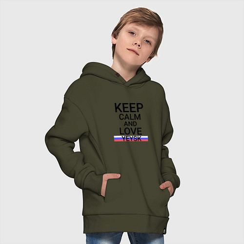 Детское худи оверсайз Keep calm Yeysk Ейск / Хаки – фото 4