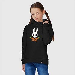 Толстовка оверсайз детская Череп кролика с двумя морковками, цвет: черный — фото 2