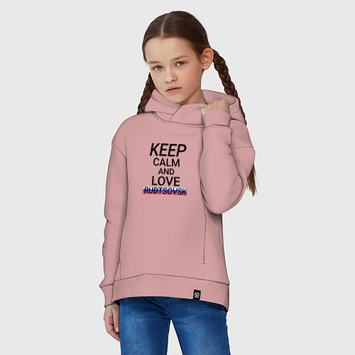 Детское худи оверсайз Keep calm Rubtsovsk Рубцовск / Пыльно-розовый – фото 3