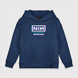 Толстовка оверсайз детская Nine Inch Nails Glitch Rock, цвет: тёмно-синий