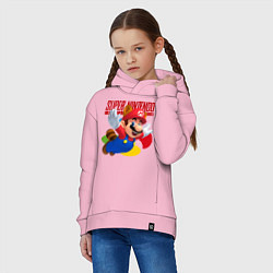 Толстовка оверсайз детская SNES - Mario, цвет: светло-розовый — фото 2