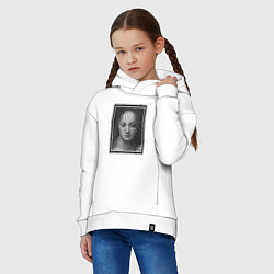 Толстовка оверсайз детская Женский портрет - оптическая иллюзия, цвет: белый — фото 2