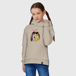 Толстовка оверсайз детская Пёсик Доге в свитере с пёсиком Доге, цвет: миндальный — фото 2