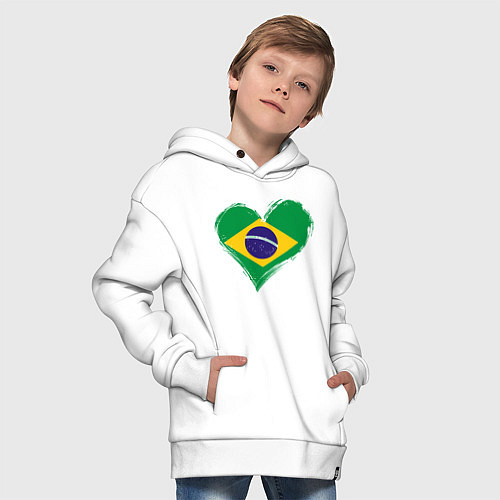 Детское худи оверсайз Сердце - Бразилия / Белый – фото 4