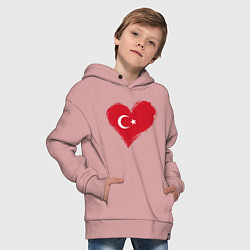 Толстовка оверсайз детская Сердце - Турция, цвет: пыльно-розовый — фото 2