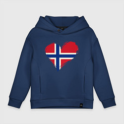 Толстовка оверсайз детская Сердце - Норвегия, цвет: тёмно-синий