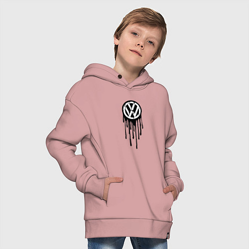 Детское худи оверсайз Volkswagen - art logo / Пыльно-розовый – фото 4