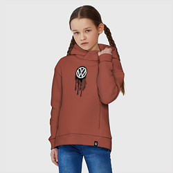 Толстовка оверсайз детская Volkswagen - art logo, цвет: кирпичный — фото 2