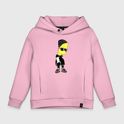 Толстовка оверсайз детская Барт Симпсон в тёмных очках, цвет: светло-розовый