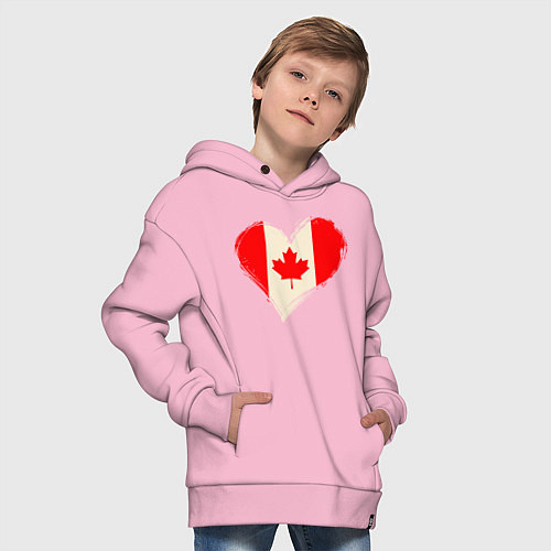 Детское худи оверсайз Сердце - Канада / Светло-розовый – фото 4