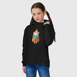 Толстовка оверсайз детская Медведица в шубе, цвет: черный — фото 2