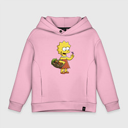 Толстовка оверсайз детская Lisa Simpson с гусеницей на даче, цвет: светло-розовый