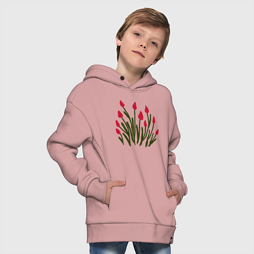 Детское худи оверсайз Simple Tulips / Пыльно-розовый – фото 4
