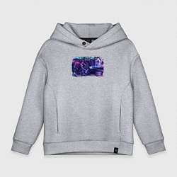 Толстовка оверсайз детская Мотоцикл в стиле киберпанк, цвет: меланж