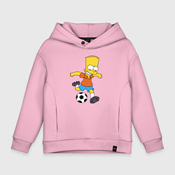 Толстовка оверсайз детская Барт Симпсон бьёт по футбольному мячу, цвет: светло-розовый