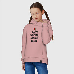 Толстовка оверсайз детская Anti social local club, цвет: пыльно-розовый — фото 2