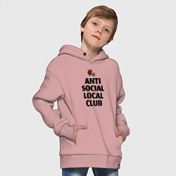 Толстовка оверсайз детская Anti social local club, цвет: пыльно-розовый — фото 2