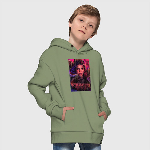 Детское худи оверсайз Stranger Things eleven / Авокадо – фото 4