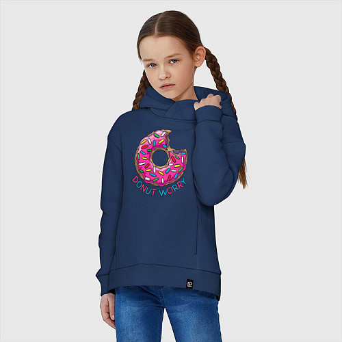 Детское худи оверсайз Donut - Worry / Тёмно-синий – фото 3