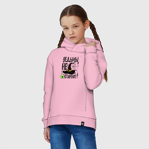 Детское худи оверсайз Шляпка ведьмы не стареют / Светло-розовый – фото 3