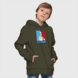 Толстовка оверсайз детская Bender Futurama, цвет: хаки — фото 2