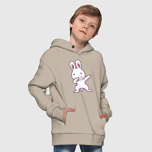 Детское худи оверсайз Rabbit Dab / Миндальный – фото 4