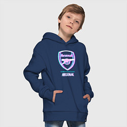 Толстовка оверсайз детская Arsenal FC в стиле glitch, цвет: тёмно-синий — фото 2