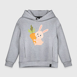 Толстовка оверсайз детская Кролик с морковкой, цвет: меланж