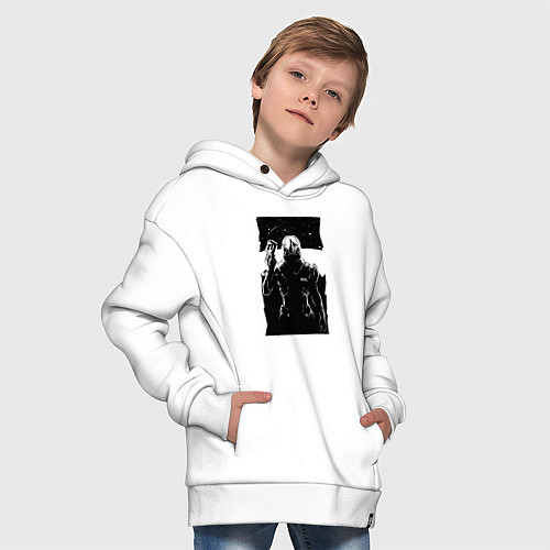 Детское худи оверсайз Mass Effect N7 - Warrior / Белый – фото 4