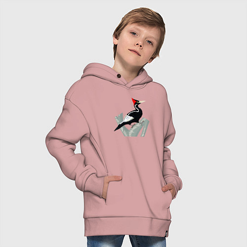 Детское худи оверсайз Дятел / Пыльно-розовый – фото 4