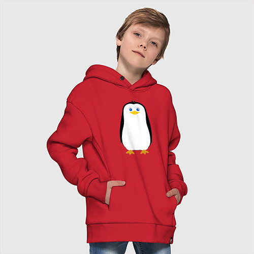 Детское худи оверсайз Красивый пингвин / Красный – фото 4