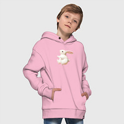 Толстовка оверсайз детская Большой белый кролик, цвет: светло-розовый — фото 2