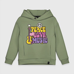 Детское худи оверсайз Мир любовь и музыка